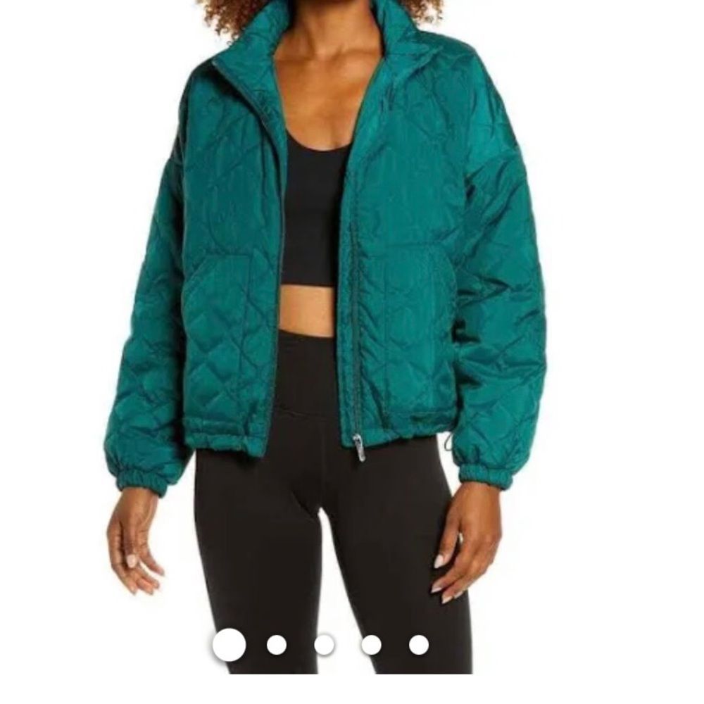 Zella Moss Green Bomber Quilted Jacket Women's Sz Lar… Gem